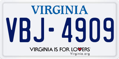 VA license plate VBJ4909