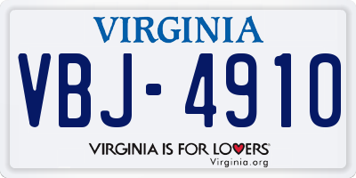 VA license plate VBJ4910