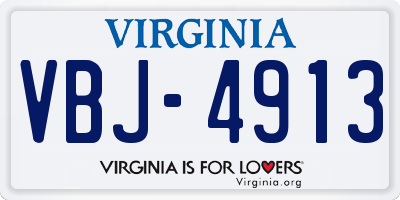VA license plate VBJ4913