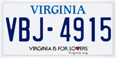 VA license plate VBJ4915