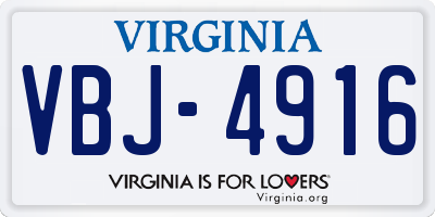 VA license plate VBJ4916