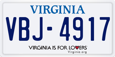 VA license plate VBJ4917