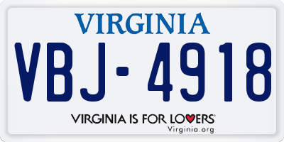 VA license plate VBJ4918