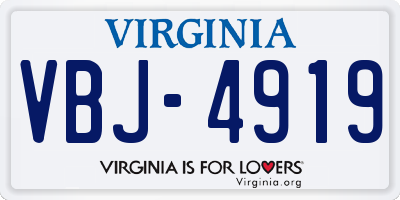 VA license plate VBJ4919