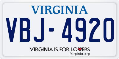 VA license plate VBJ4920