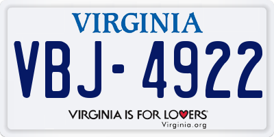 VA license plate VBJ4922
