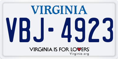 VA license plate VBJ4923