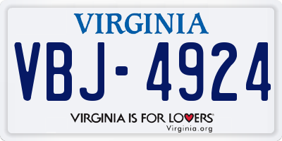 VA license plate VBJ4924