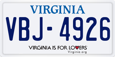 VA license plate VBJ4926