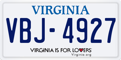 VA license plate VBJ4927