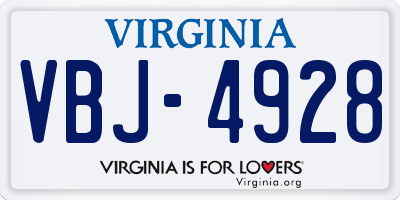 VA license plate VBJ4928