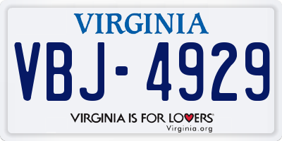 VA license plate VBJ4929