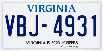 VA license plate VBJ4931