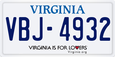 VA license plate VBJ4932