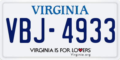 VA license plate VBJ4933
