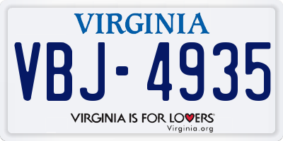 VA license plate VBJ4935