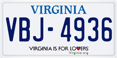 VA license plate VBJ4936