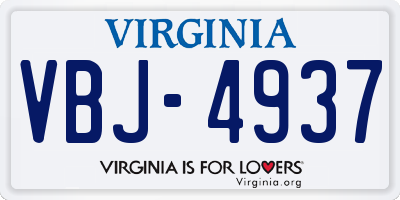 VA license plate VBJ4937
