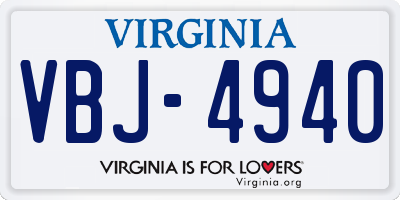 VA license plate VBJ4940