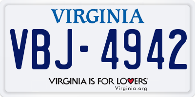VA license plate VBJ4942