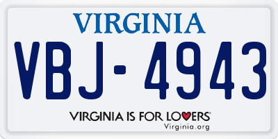 VA license plate VBJ4943
