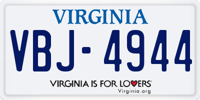 VA license plate VBJ4944