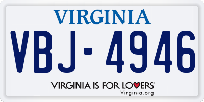 VA license plate VBJ4946