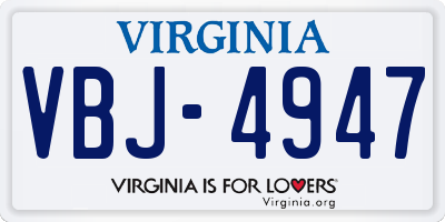 VA license plate VBJ4947