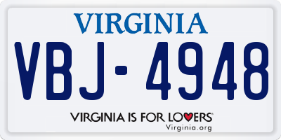 VA license plate VBJ4948