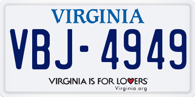 VA license plate VBJ4949