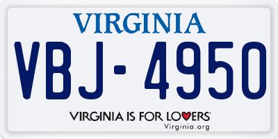 VA license plate VBJ4950