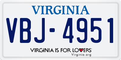 VA license plate VBJ4951