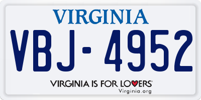 VA license plate VBJ4952