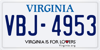 VA license plate VBJ4953