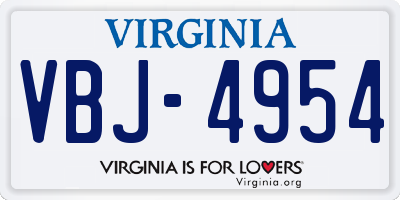 VA license plate VBJ4954
