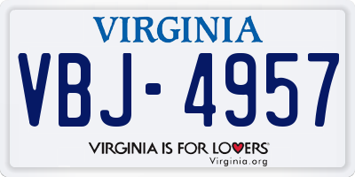 VA license plate VBJ4957