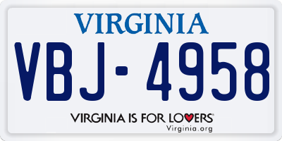 VA license plate VBJ4958