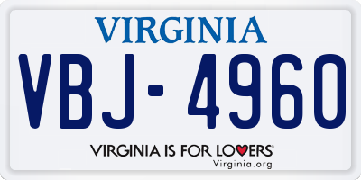 VA license plate VBJ4960