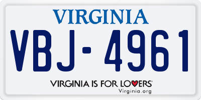 VA license plate VBJ4961