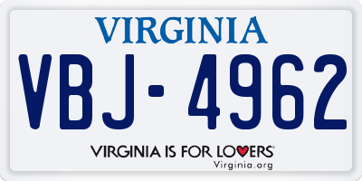 VA license plate VBJ4962