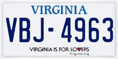 VA license plate VBJ4963