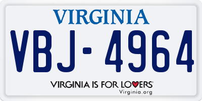 VA license plate VBJ4964