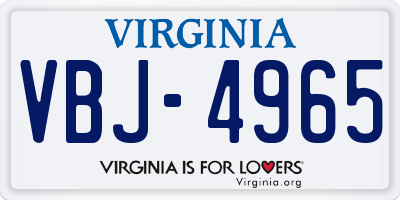 VA license plate VBJ4965