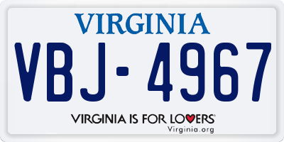 VA license plate VBJ4967
