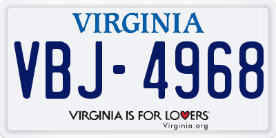 VA license plate VBJ4968