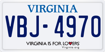 VA license plate VBJ4970