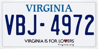 VA license plate VBJ4972