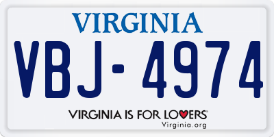 VA license plate VBJ4974