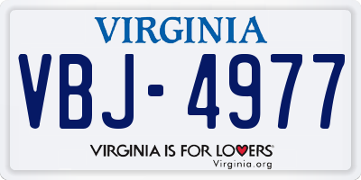 VA license plate VBJ4977