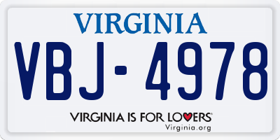 VA license plate VBJ4978